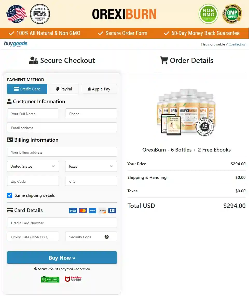 orexiburn buy page